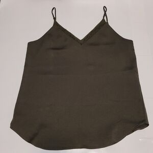Olive green lace trim cami express